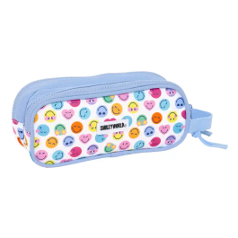 Portatodo Doble Smiley Joyful Multicolor Azul claro 21 x 8 x 6 cm