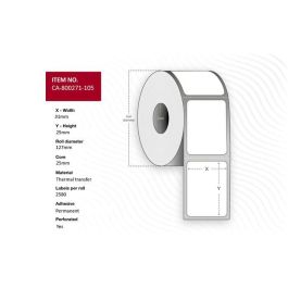 Capture Label 31 x 25mm, Core 25mm, Thermal Transfer, Coated, Permanent, Perforated, 2580 labels per roll, 12 rolls per box. Equal to p/n: 800271-105 Precio: 57.69000006. SKU: B1JNB3A9CM