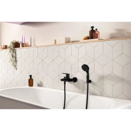 Grohe 322782432 Mezclador Monomando de Baño/Ducha Negro Mate Montaje en Pared Visto Desviador Automático