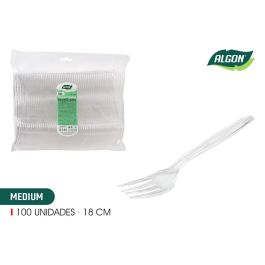 Set de 100 tenedores Medium transparentes 18 cm Algon (10 Cajas) Precio: 29.79000035. SKU: B1GNPT4K6W