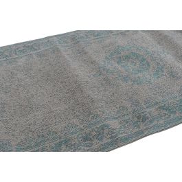 DKD Home Decor Alfombra Árabe Aladin Algodón Chenilla Poliéster Beige Gris Verde Jade 240 x 60 x 1 cm