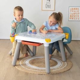 Smoby SMO3032164204007 - Mesa infantil creativa con fieltro borrable, 2 láminas grandes para colorear y 3 compartimentos, edad 3+ años