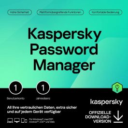 Kaspersky Password Manager – 1 Dispositivo, 1 Año – Licencia ESD Descargable Precio: 23.68999952. SKU: B12697N3A5