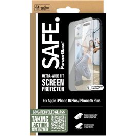 PanzerGlass SAFE. by ® Protector de Pantalla UWF con Marco Negro para iPhone 16 Plus y 15 Plus