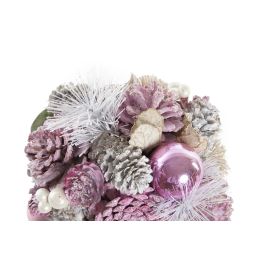 DKD Home Decor Bola de Navidad Decoración Fantasía Colección Dulce con Piñas Rosa Palo 14x14x14 cm Set 6 Unidades
