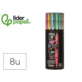 Liderpapel Rotulador Acrylic Base Agua Todo Tipo de Superficie Punta Fina 0,7 mm Caja de 8 Unidades Colores Pasteles Precio: 11.58999952. SKU: B13JK5TLR4