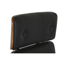 DKD Home Decor Silla de Escritorio Moderna, Ajustable y con Ruedas, Negro Marrón, Madera y PU, Altura Asiento 42 cm