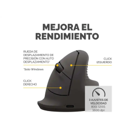 Fellowes Ratón Ergonómico Vertical Inalámbrico Bluetooth con Cable, Óptico 1600 DPI, Diestro, Negro, Hecho de Plástico Reciclado - Certificado FIRA