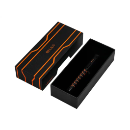 Belius Legacy Boligrafo de Aluminio Diseño Hexagono Naranja Cuerpo Negro Tinta Azul Caja de Diseño