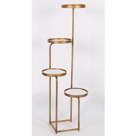 DKD Home Decor Repisa de Diseño Moderno con Estructura de Metal y Detalles de Espejo, Color Cobrizo, Medidas 35x113x43 cm