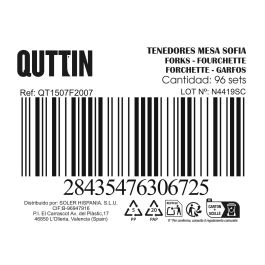 Inde Set 3 Tenedores de Mesa "Sofia" de 2 mm - 19.8 x 2.7 cm (12 Cajas)
