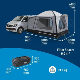 Kampa Toldo Independiente Cross Air TC Polycotton Air Frame con Suelo Estores Opaco y Panel Mosquitera KAM5056446110679
