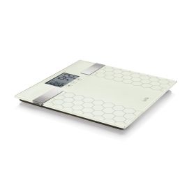 Laica Ps5014 Báscula de Baño Digital Blanco, Cálculo de Composición Corporal, 180 kg, Vidrio Templado