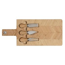 DKD Home Decor Tabla de Cortar para Queso de Bambú y Acero Inoxidable Natural 18.3x41x2 cm - Set de 4 Piezas DKD Home Decor Tabla de Cortar para Queso de Bambú y Acero Inoxidable Natural 18.3x41x2 cm - Set de 4 Piezas