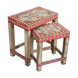 Mesita Auxiliar Indio DKD Home Decor Natural Multicolor 28.5 x 46 x 45 cm Set de 2 Precio: 122.5900005. SKU: S3032291