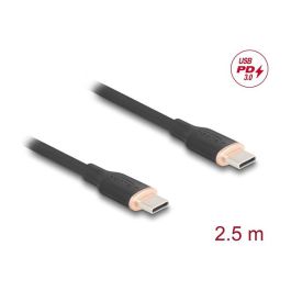 DeLOCK Cable USB-C a USB-C 2.5m, USB 2.0, Carga Rápida PD 3.0 60W, Negro - Ref. 81239