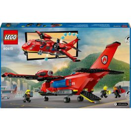 LEGO 60413 Avión de Rescate de Bomberos City con Función de Lanzamiento de Agua, 3 Minifiguras y Escena de Fuego - Juguete Infantil