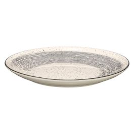 Vessia Plato Llano Patinado de Cerámica (Porcelana), Gris/Blanco, 26 cm de Diámetro, 2 cm de Alto (Set de 24)
