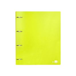 Carpeta Liderpapel 4 Anillas Mixtas 40 mm Polipropileno Din A4 Amarillo Fluor Opaco