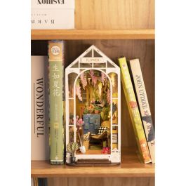 ROBOTIME Maqueta Sujetalibros Casa de las Flores 240pzs con Iluminación LED Invernadero de Madera Montaje Creativo