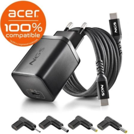 NGS Cargador GaN BUD65W-AC Portátil 65W USB Tipo-C Automático Voltaje 5-20V para Acer con 4 Conectores Precio: 42.4105. SKU: B1B9KJSXV6
