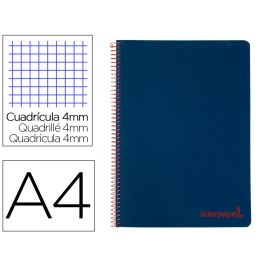 Cuaderno Espiral Liderpapel A4 Wonder Tapa Plastico 80H 90 gr Cuadro 4 mm Con Margen Color Azul Marino 5 unidades