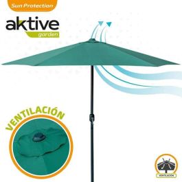 Parasol 300 cm con chimenea y mástil de aluminio 4,8 cm color verde Parasol 300 cm con chimenea y mástil de aluminio 4,8 cm color verde