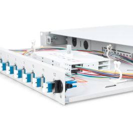 DIGITUS LWL Spleißbox 1HE Caja Empalme Fibra Óptica 12x LC DX OS2 Gris 483mm