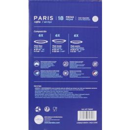 Duralex Vajilla Paris Transparente 18 Piezas (Llana 26 cm, Hondos 23 cm, Postre 20.5 cm) (2 Unidades)