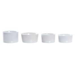 DKD Home Decor Tabla Aperitivo Loft de Gres, Bambú y Metal, Set de 5 piezas, colores Negro, Natural y Blanco, 20x20x14 cm