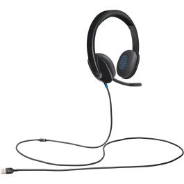 Logitech H540 Auriculares USB con Micrófono con Reducción de Ruido, Sonido Estéreo Digital y Controles en Oreja. Diseño Cómodo