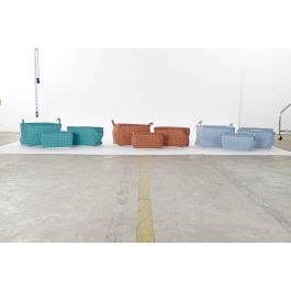 DKD Home Decor Cesta Basicos Azul Marron Turquesa Verde 25 x 35 x 22 cm Set de 3 (6 Unidades)