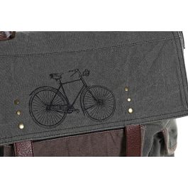 DKD Home Decor Bandolera Estilo Loft de Lienzo y Cuero Marrón Gris con Diseño Bicicleta, 48x37x10 cm