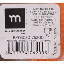 La Mediterranea Tarro Hermético de Vidrio con Cierre Clip 750 ml (12 Unidades)
