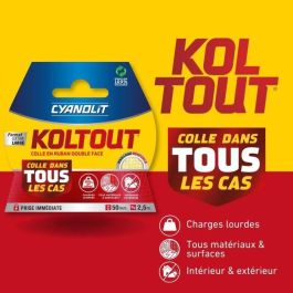 CYANOLIT AUC3045205072459 Cinta Koltout XXL Doble Cara 2,5 x 49 mm Alta Adherencia Discreta y Resistente