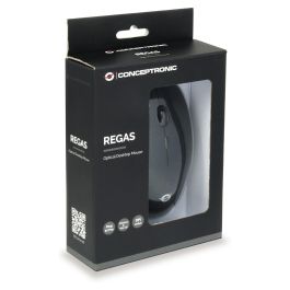 Conceptronic Ratón Óptico Regas01B USB 2.0, 1200 DPI, Agarre de Goma, Ambidiestro