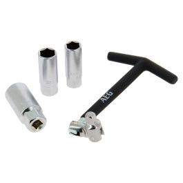 Aeg Llave Bujías Articulada con Rótula y 3 Manguitos 16-18-21mm Mango T Antideslizante Acero Inoxidable