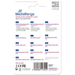 MEDIARANGE Tarjeta MicroSDHC de 8GB Clase 10 Color Negro