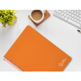 Liderpapel Cuaderno Espiral A4 Witty Tapa Dura 80 Hojas 90gr Rayado Horizontal con Margen Color Naranja
