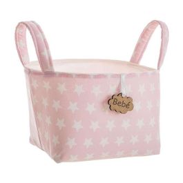 Creaciones Llopis Cesta con asas pequeñas estrellas rosa 17 x 13,5 x 20 cm Precio: 5.50000055. SKU: B15ZCX974S