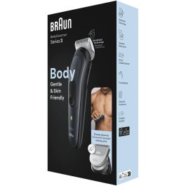 Braun BodyGroomer 3 BG3340 Cortapelos Corporal Recargable Negro Gris con 3 Accesorios y 80 Minutos de Autonomía