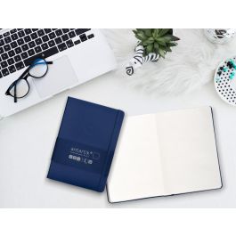 Antartik Cuaderno Notes A5 Tapa Dura Hojas Lisas 100 hojas 80 gr Azul Marino FSC con Gomilla y Marcapáginas