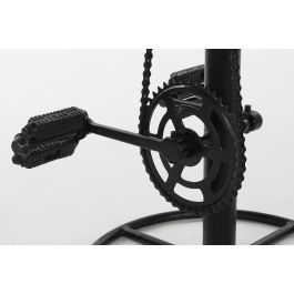 DKD Home Decor Taburete Vintage de Metal y Cuero Marrón Claro Negro, 38x44x82 cm de Alto