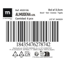 Bol Azul Almudena Ø13.5 cm - La Mediterranea (24 Unidades) Bol Azul Almudena Ø13.5 cm - La Mediterranea (24 Unidades)