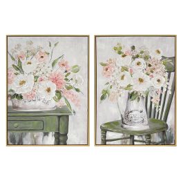 DKD Home Decor Cuadro Shabby Verde Multicolor 80x60 cm. Hecho a Mano en Lienzo y PS. Juego de 2 Unidades con Diseño Florero (Surtido) Precio: 75.68999999. SKU: S3039125