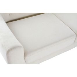 DKD Home Decor Sofá Scandi Chaiselongue Crema, Medidas 226x144x84 cm, Poliéster y Madera de Rubberwood, Altura Asiento 55 cm