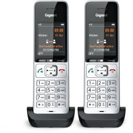 Gigaset COMFORT 500HX duo Teléfono DECT/analógico Inalámbrico Conexión por Cable Altavoz Negro Plata 2 Terminales