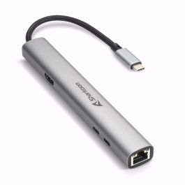 Sharkoon 4044951040704 OfficePal Combo Adapter Gris Oscuro - Hub USB-C con 2x USB-A, 2x USB-C, HDMI, Ethernet 1250 Mbit/s