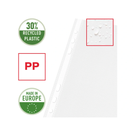 Esselte Funda Multitaladro DIN A5 Polipropileno Piel de Naranja con Refuerzo, Transparente, Bolsa de 100 Unidades