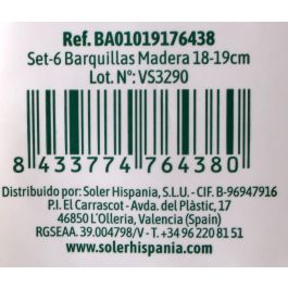 Set de 6 barquillas de madera Algon 18 cm (24 Unidades) Set de 6 barquillas de madera Algon 18 cm (24 Unidades)